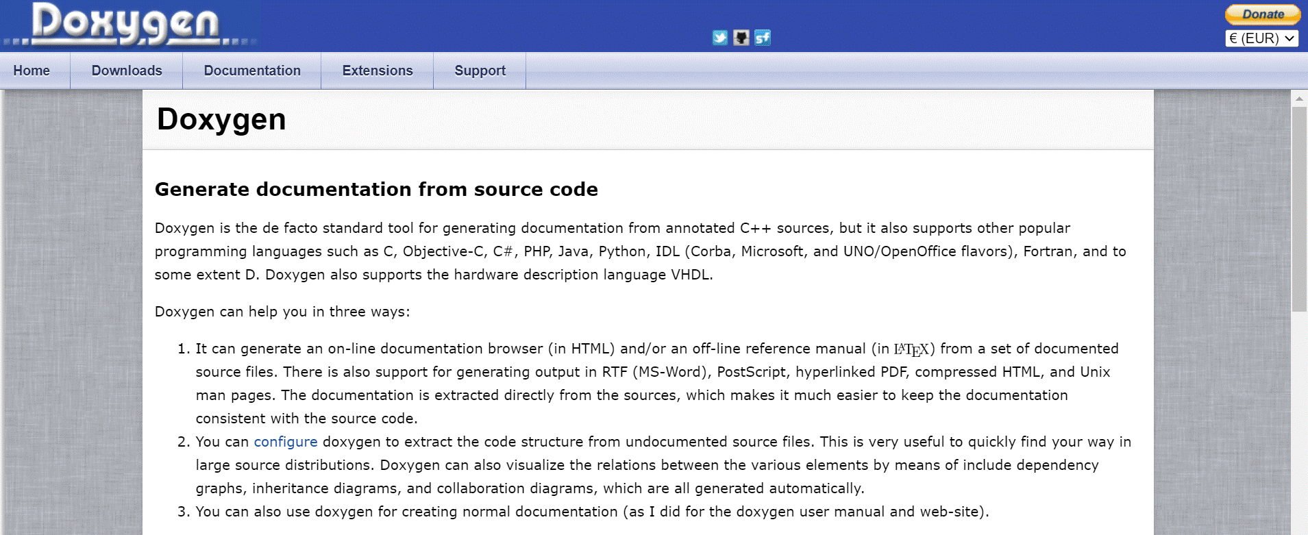 IT documentation software — Doxygen