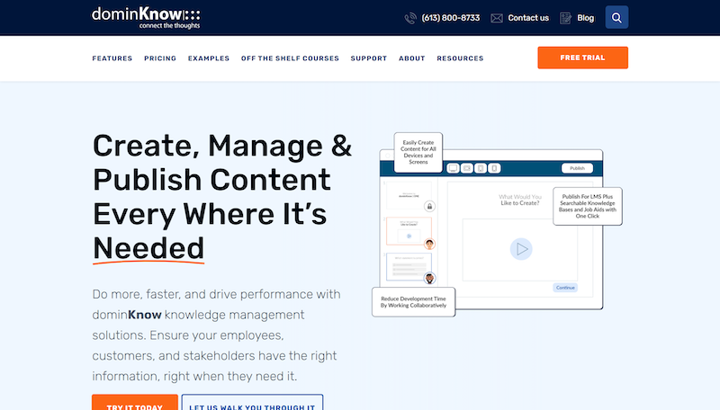 dominKnow - tools for instructional design