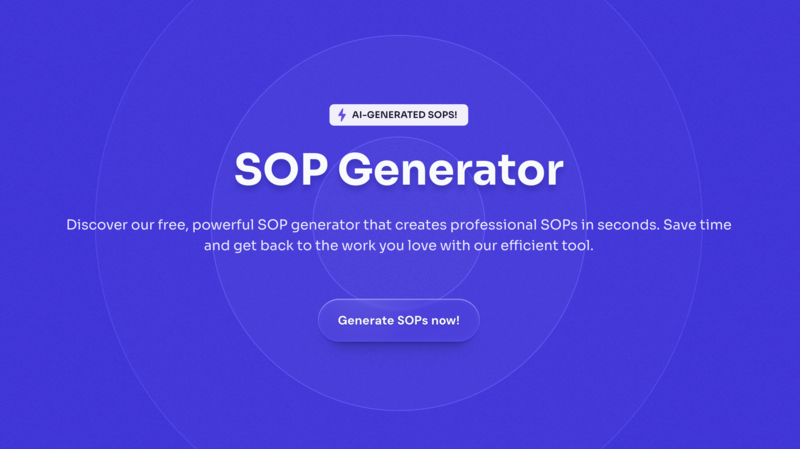 A screenshot of the SOP Generator tool from Scribe.